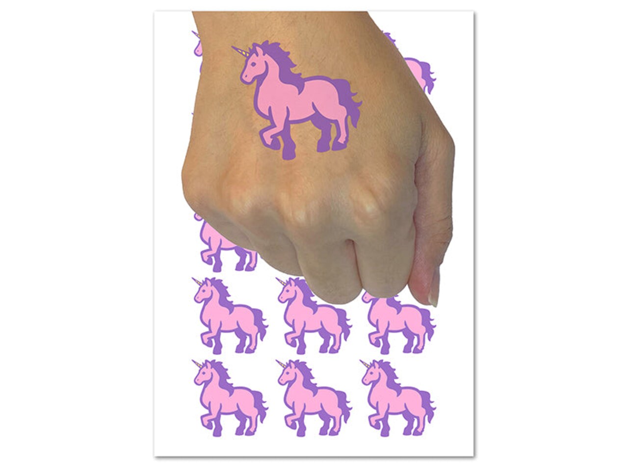 Elegant Majestic Mythical Unicorn Temporary Tattoo Water Resistant Fake Body Art Set Collection (1 Sheet)